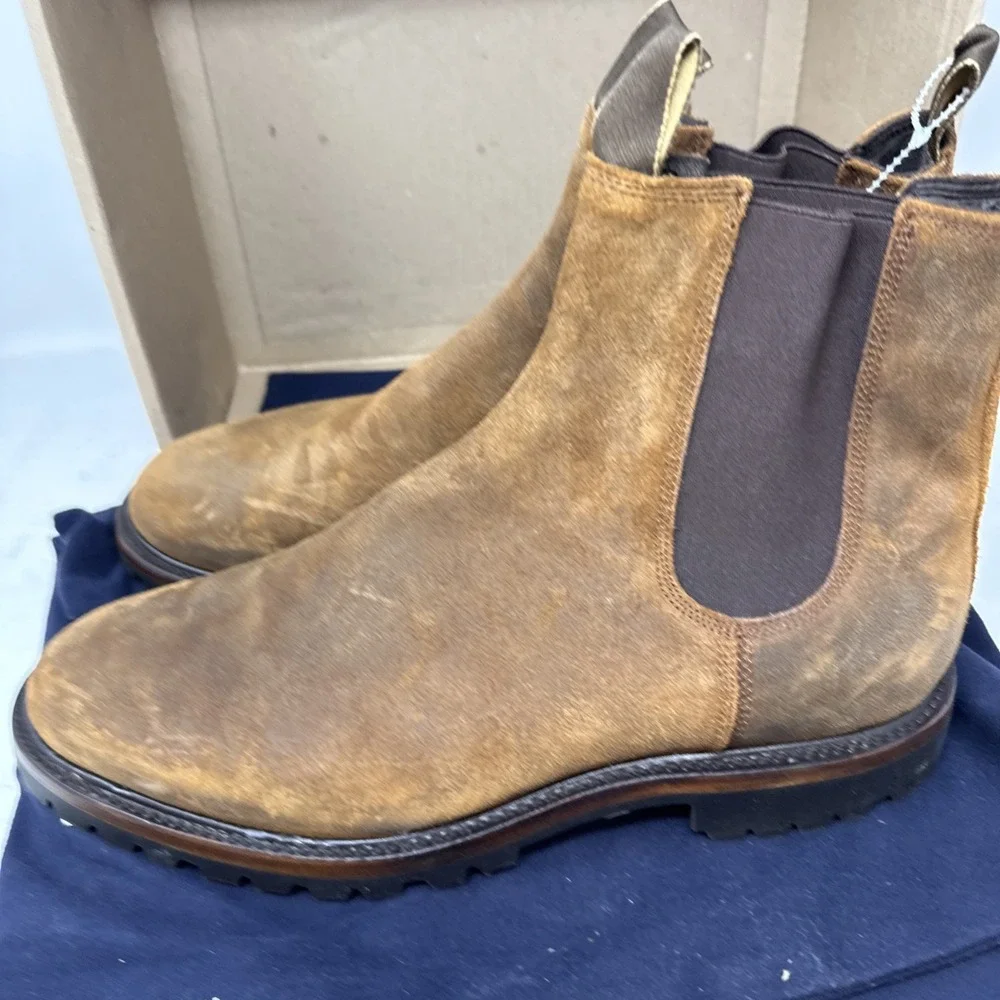 Mens 13 Taylor Stitch Ranch Boot Redwood Waxed Suede Chelsea Ankle Vibram Brown